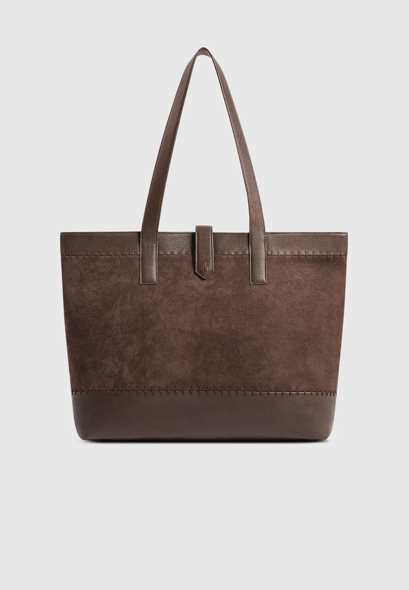 Online Suede u0026 Pebbled Leather Whipstitch Tote Bag - Bags