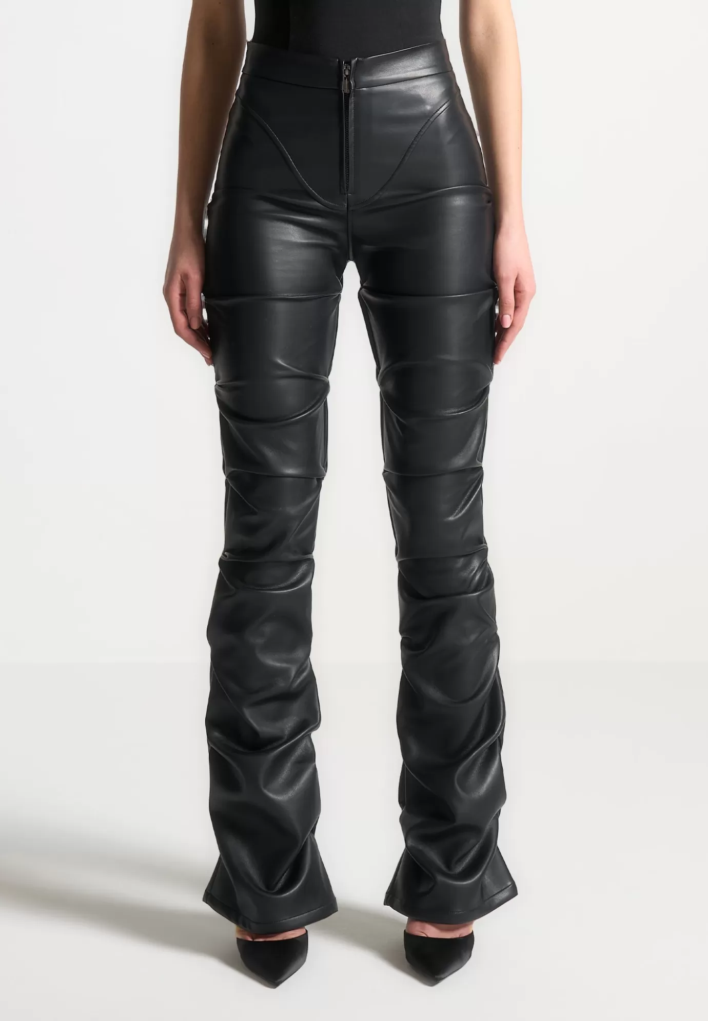 Best Sale Tacked Leather Flared Trousers - Casual Trousers