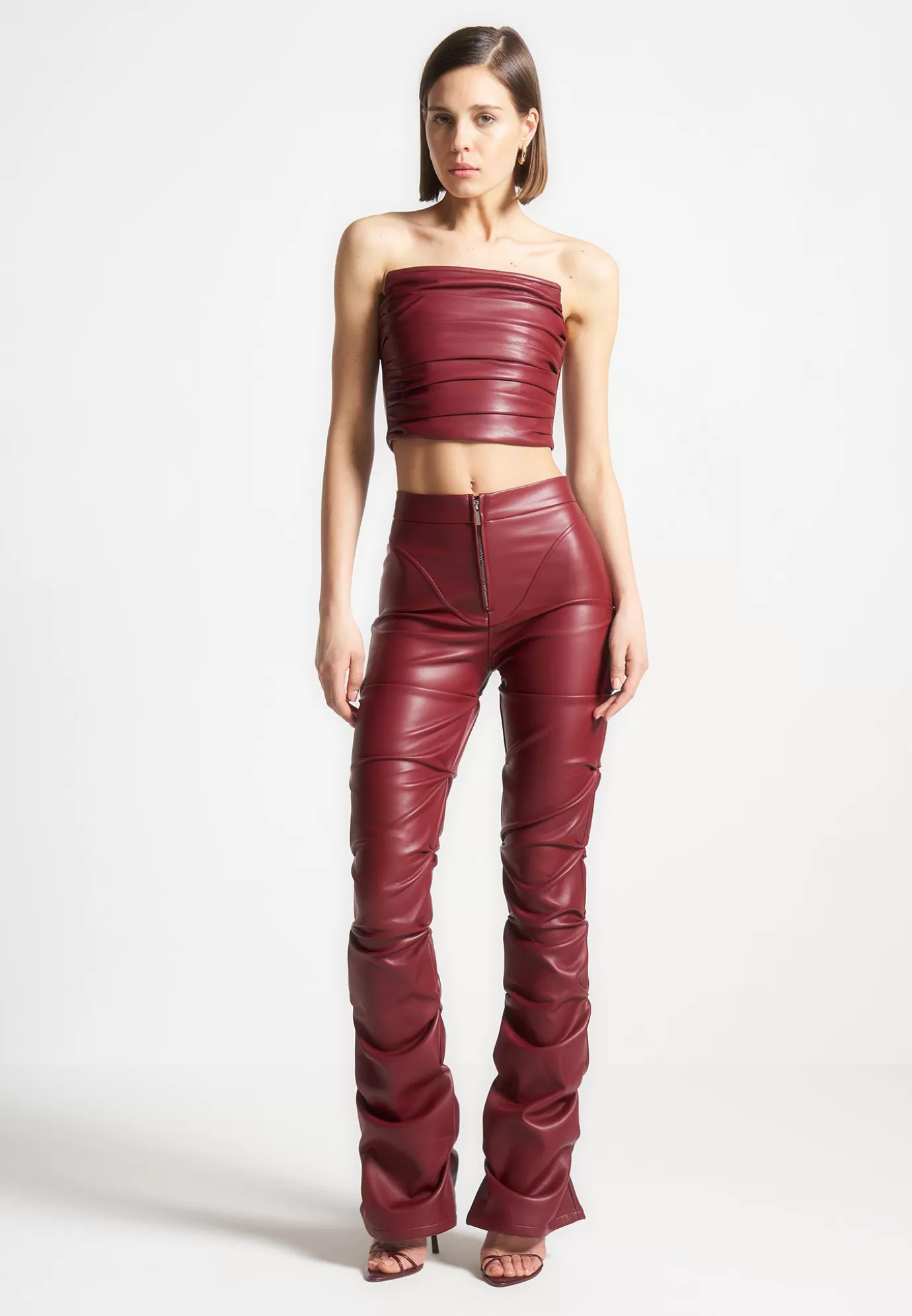 Sale Tacked Leather Fla Trousers - Wine Matching Sets