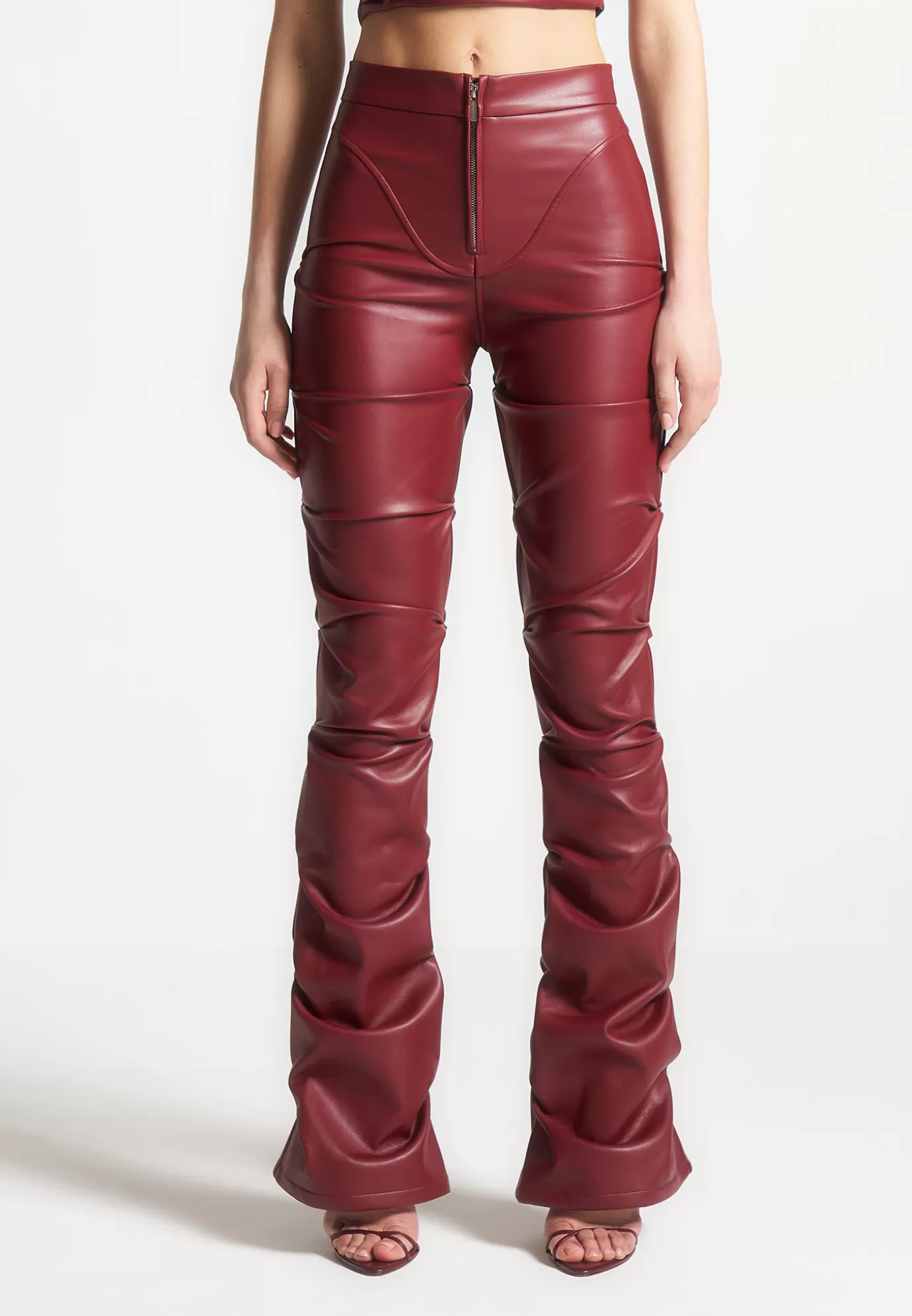 Sale Tacked Leather Fla Trousers - Wine Matching Sets