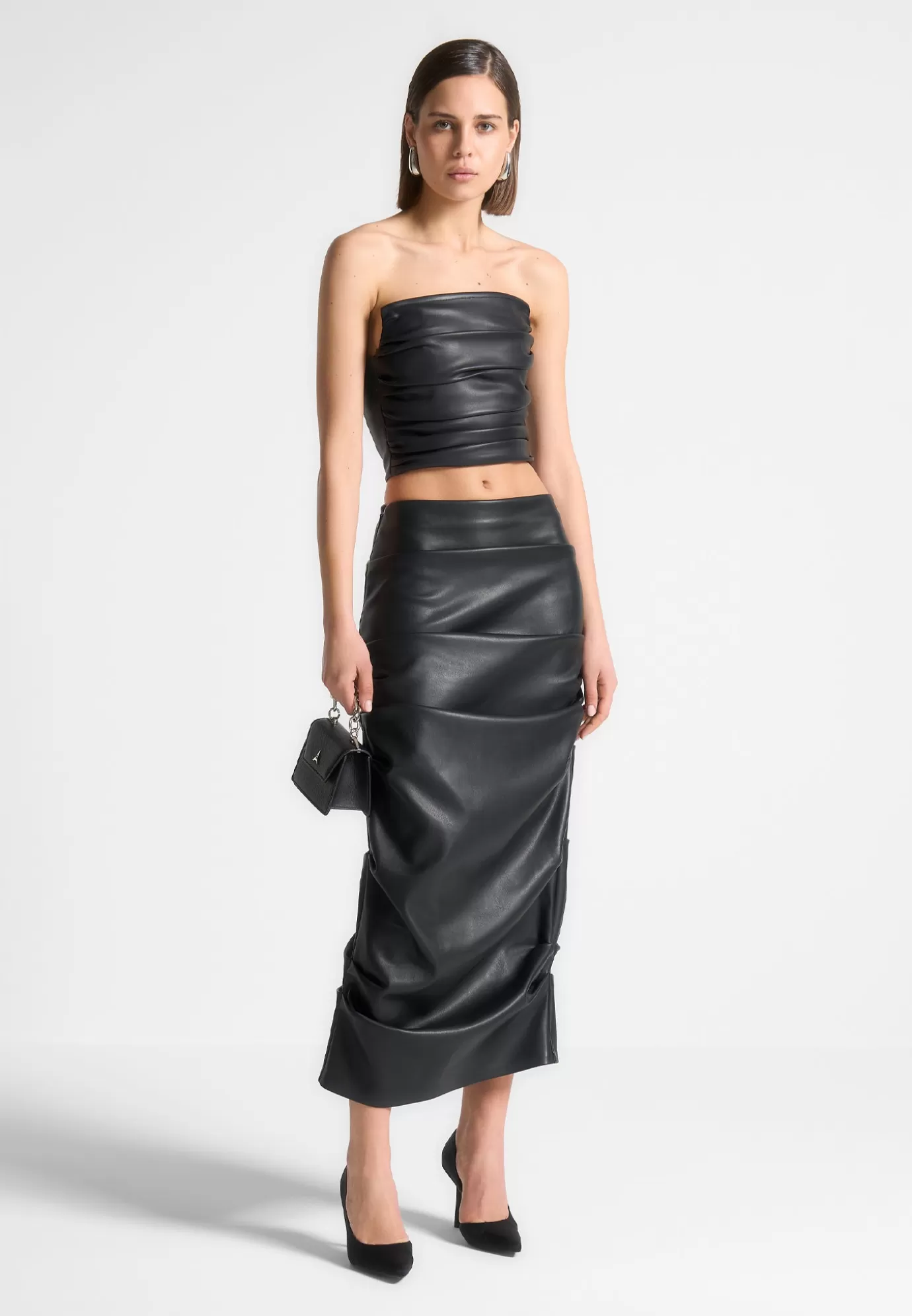 Best Sale Tacked Leather Midaxi Skirt - Matching Sets