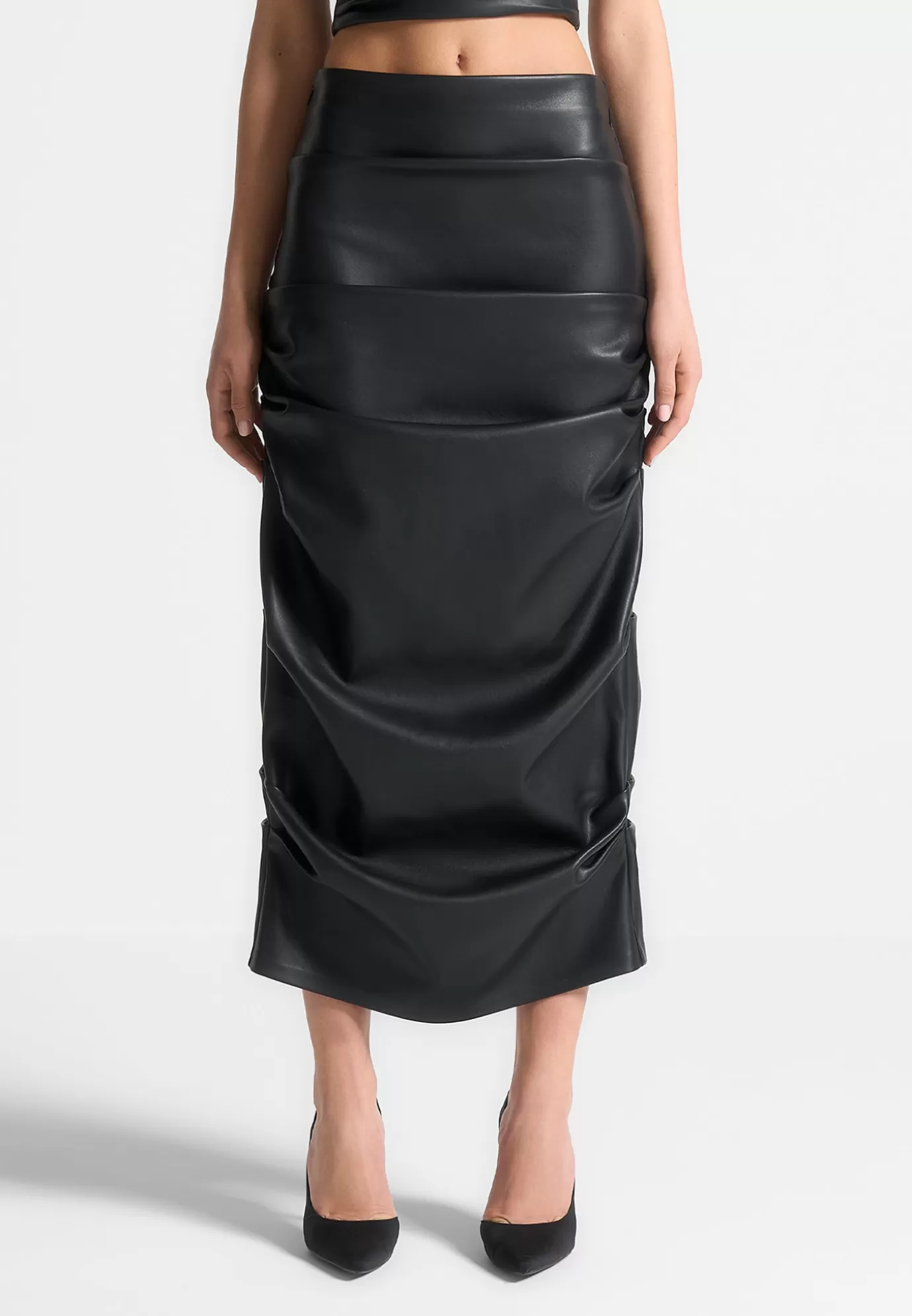 Best Sale Tacked Leather Midaxi Skirt - Matching Sets