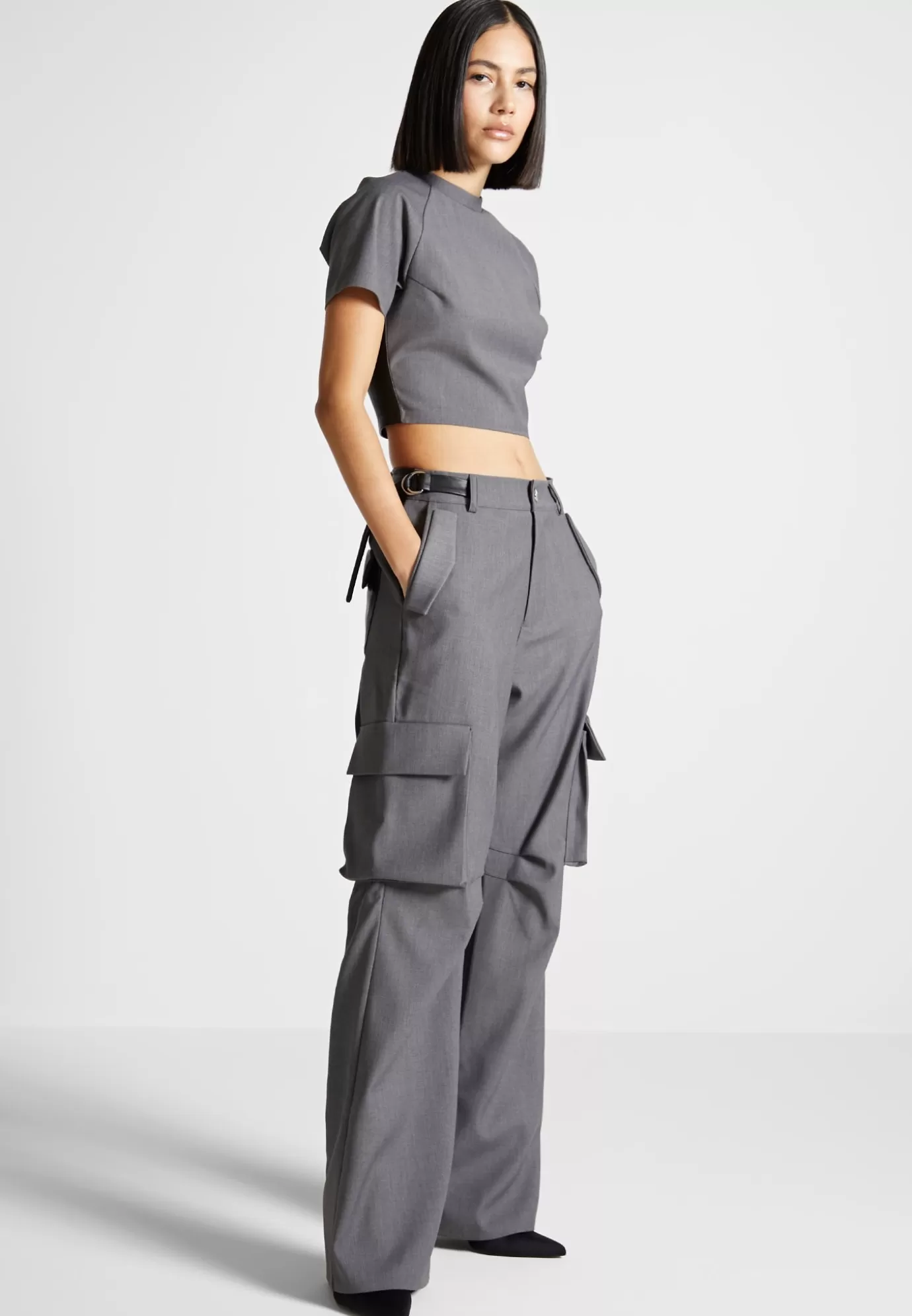 Flash Sale Tailored Cargo Trousers - Grey/Black Matching Sets