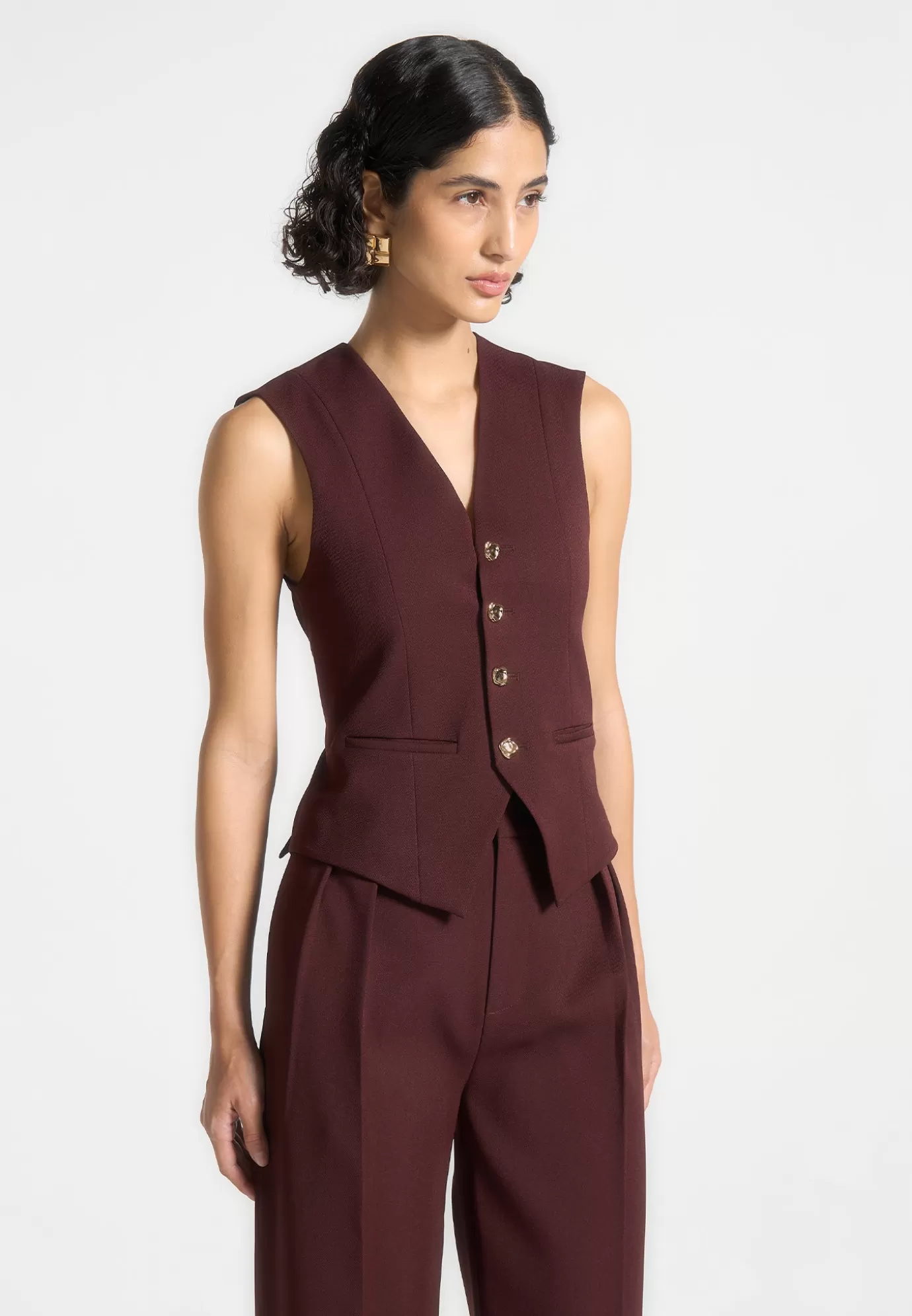 Shop Tailo Cinch Waistcoat - Wine Blazers & Waistcoats