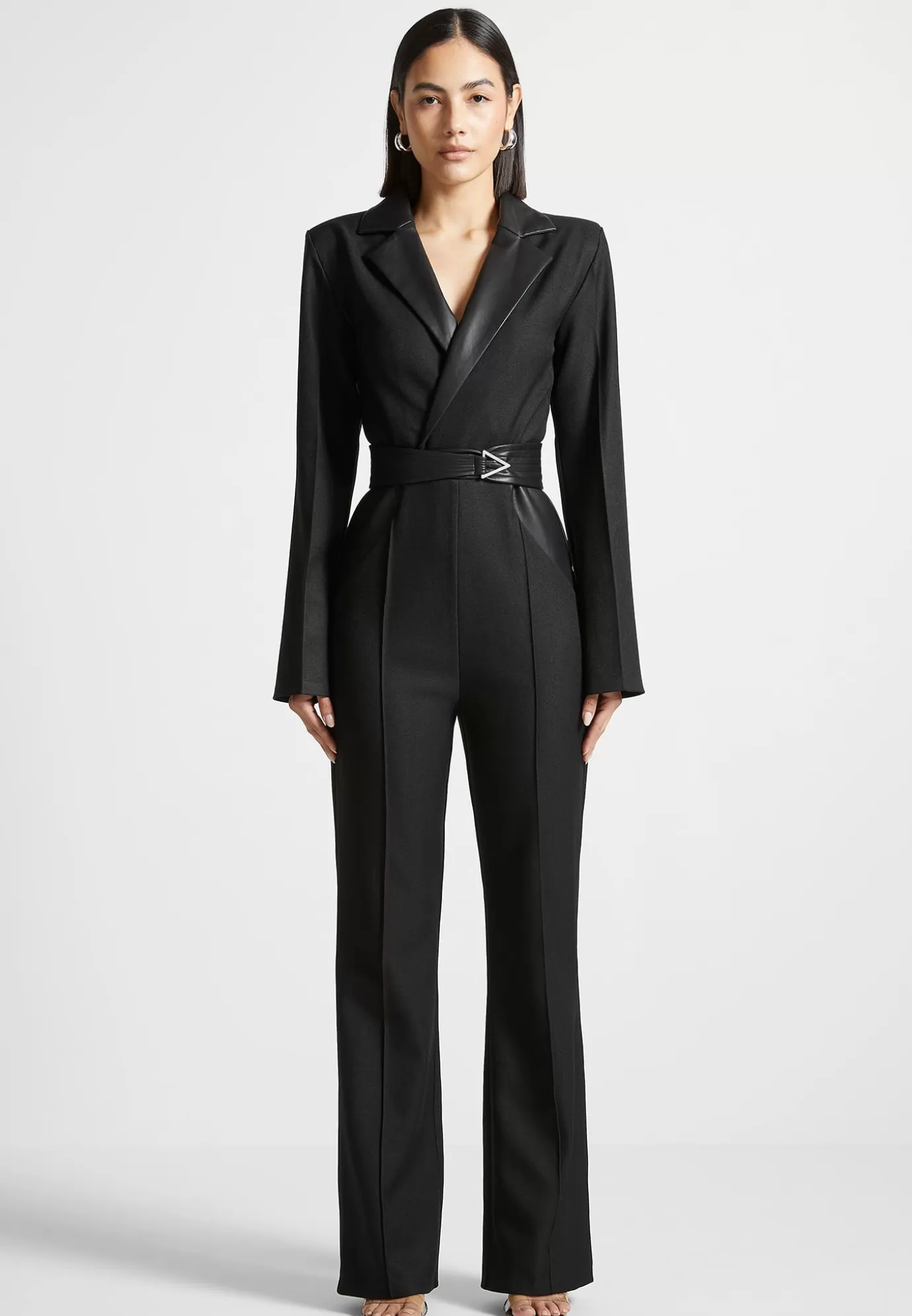 Flash Sale Tailored Fit and Flare Belted Jumpsuit - Jumpsuits