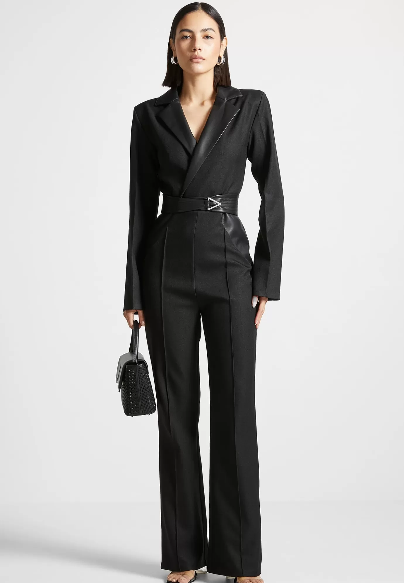 Flash Sale Tailored Fit and Flare Belted Jumpsuit - Jumpsuits