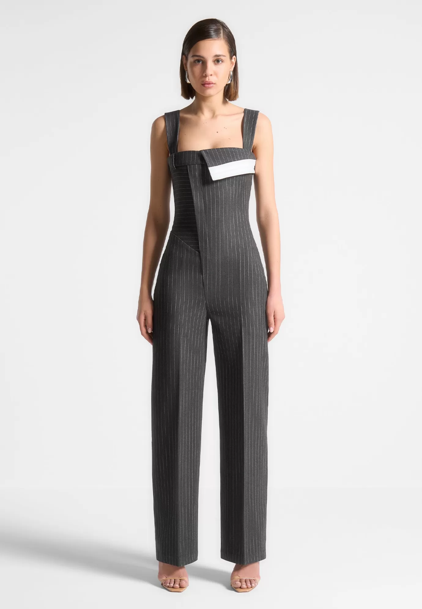 Clearance Tailored Pinstripe Jumpsuit - Jumpsuits