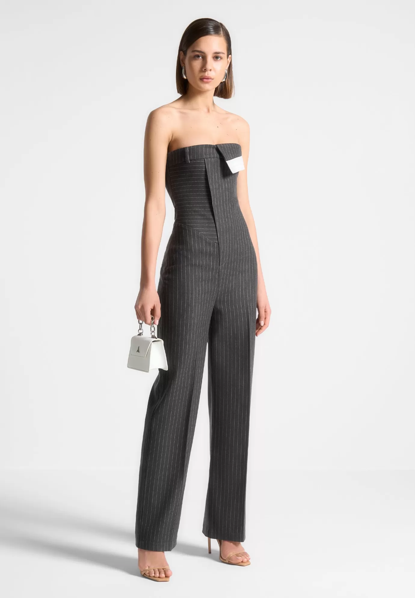 Clearance Tailored Pinstripe Jumpsuit - Jumpsuits