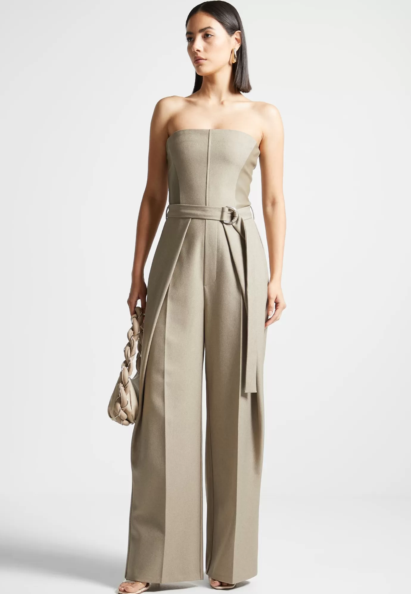 Cheap Tailored Pleat Jumpsuit with Belt - Jumpsuits