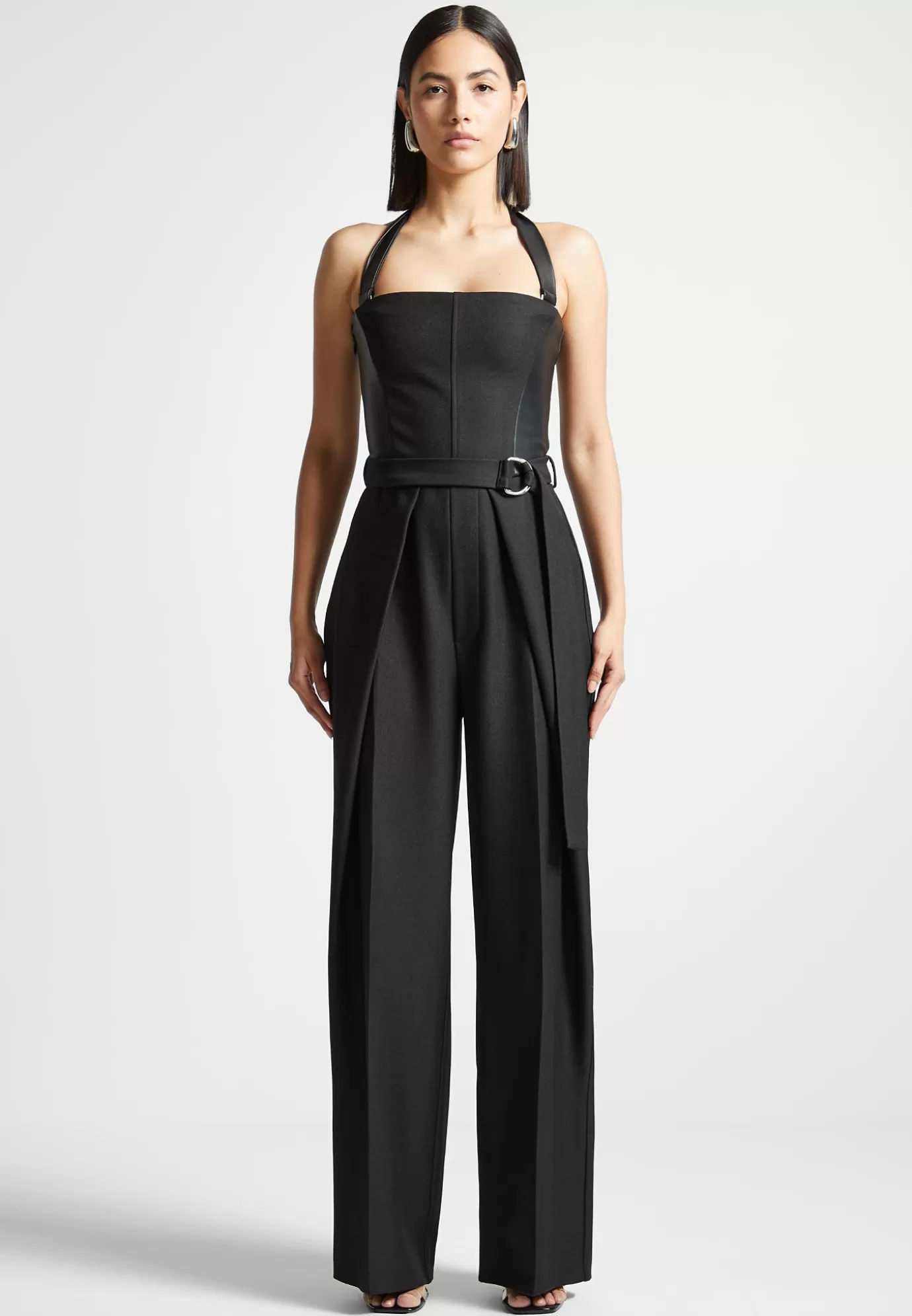 Hot Tailored Pleat Jumpsuit with Belt - Jumpsuits