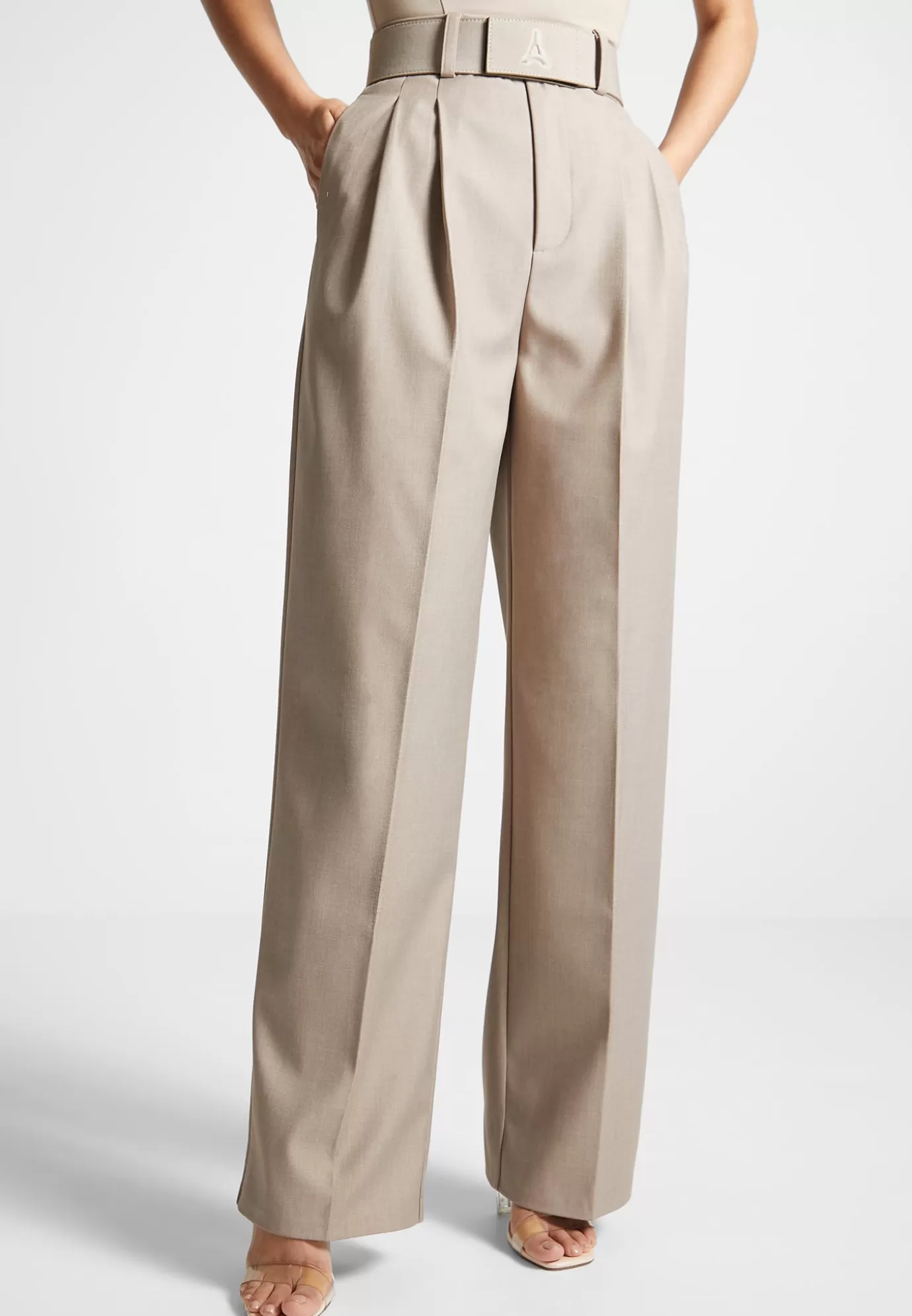 Sale Tailored Pleated Trousers with Eiffel Belt - Suits