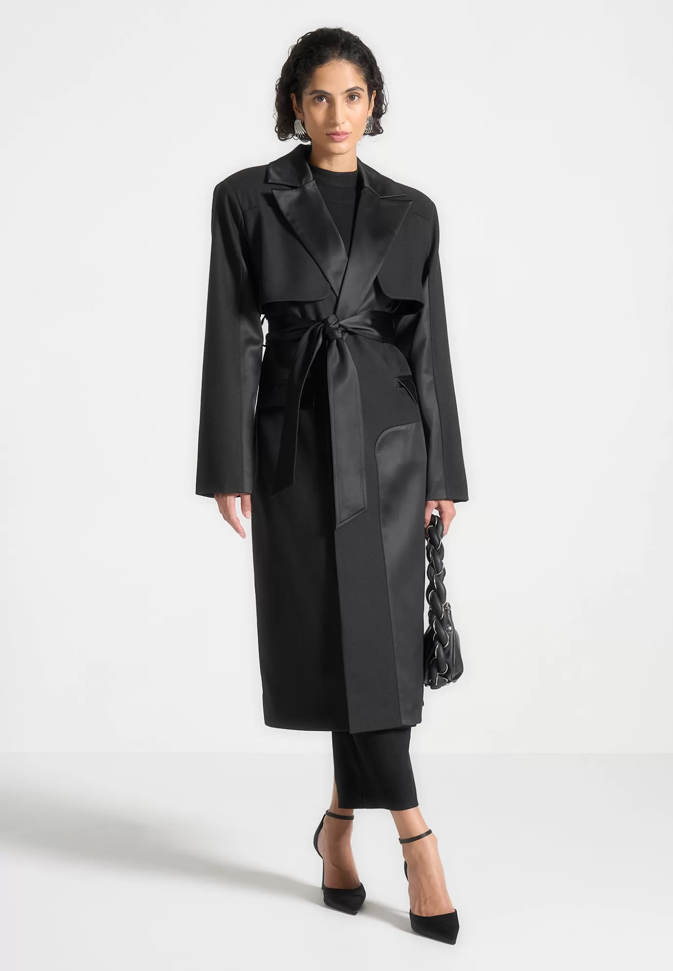 New Tailored Satin Trench Coat - Outerwear