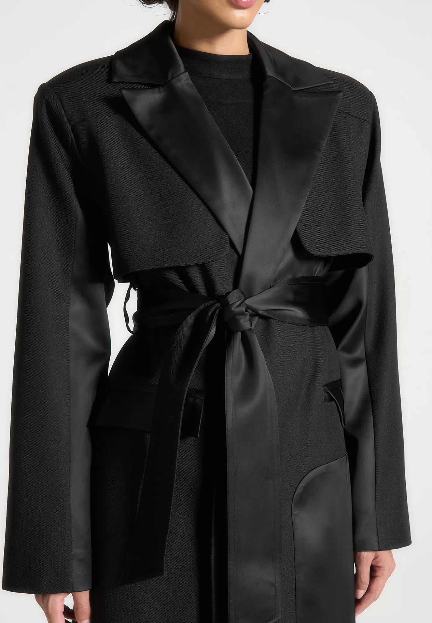 New Tailored Satin Trench Coat - Outerwear