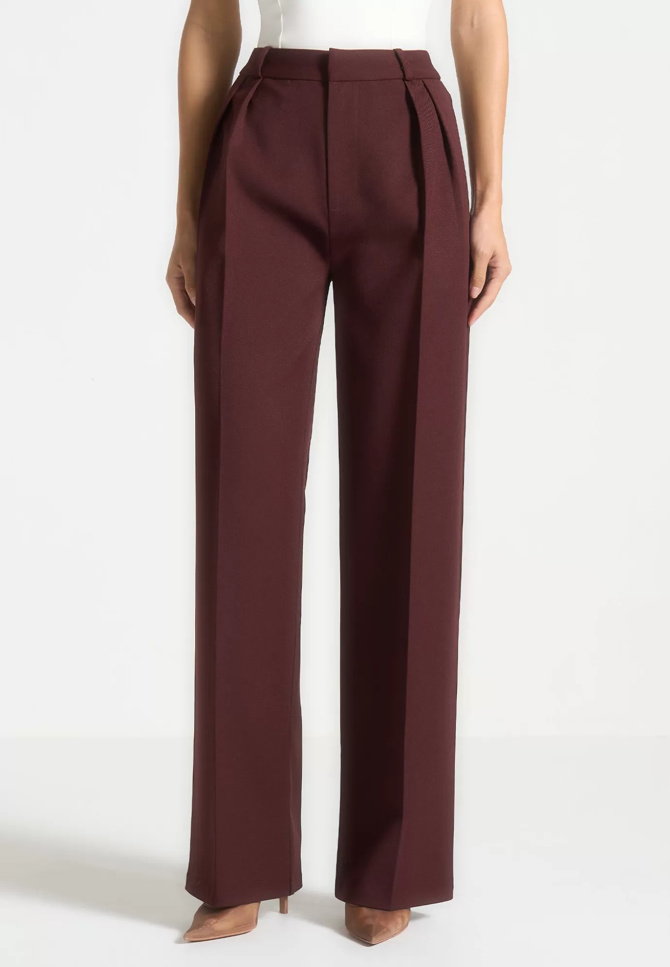 Clearance Tailo Twin Pleat Trousers - Wine Suits