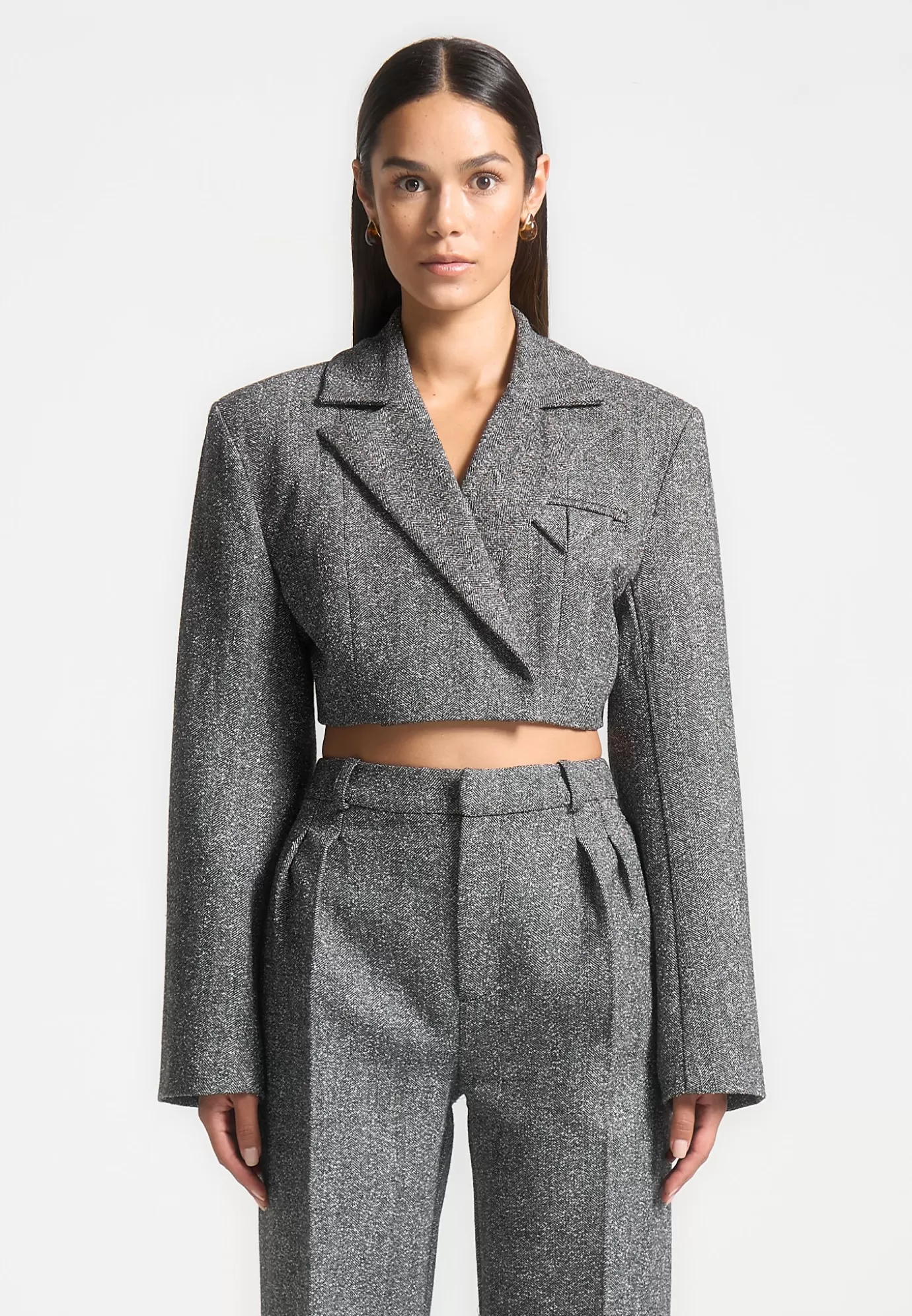 New Tailored Wool Wide Shoulder Blazer - Suits