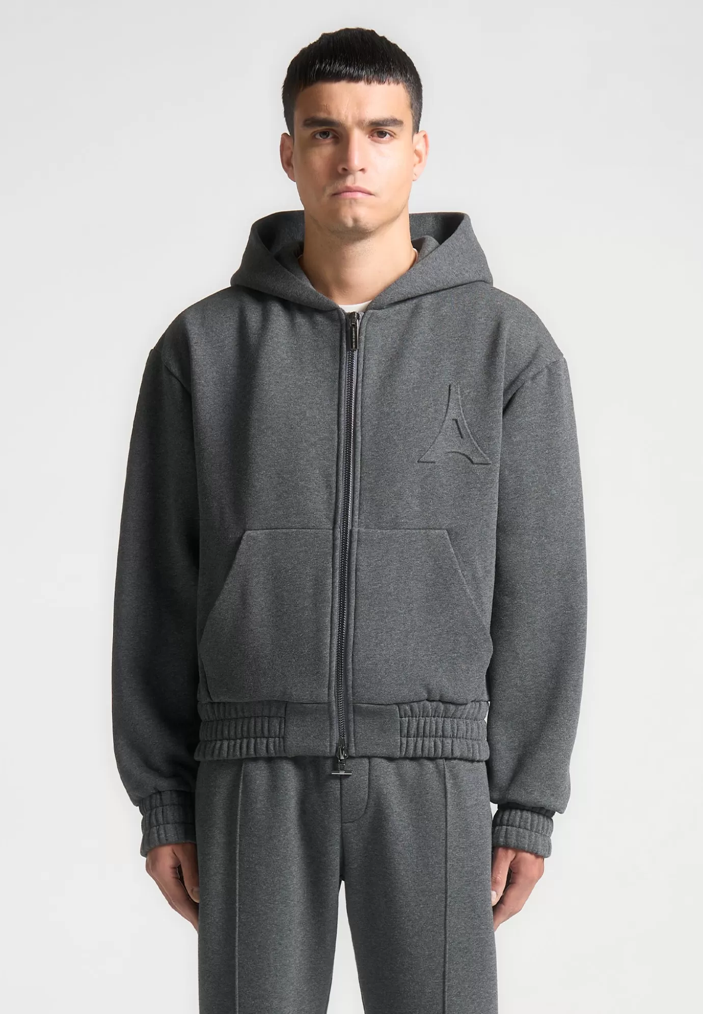 Shop Éternel Eiffel Embossed Zip Hoodie - Dark Tracksuits