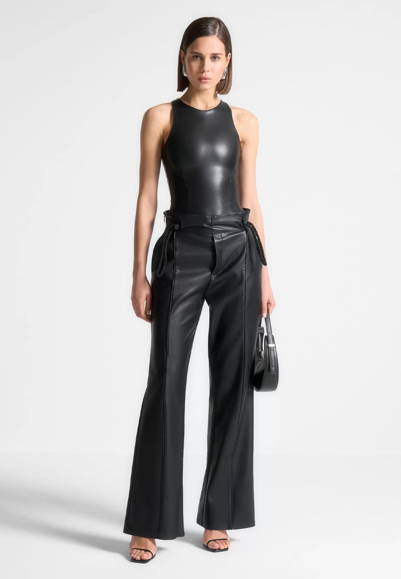 Hot Éternelle Leather Racer Neck Bodysuit - Bodysuits