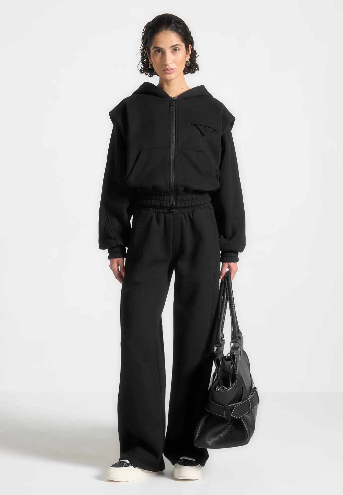 Shop Éternelle Wide Shoulder Zip Through Hoodie - Tracksuits