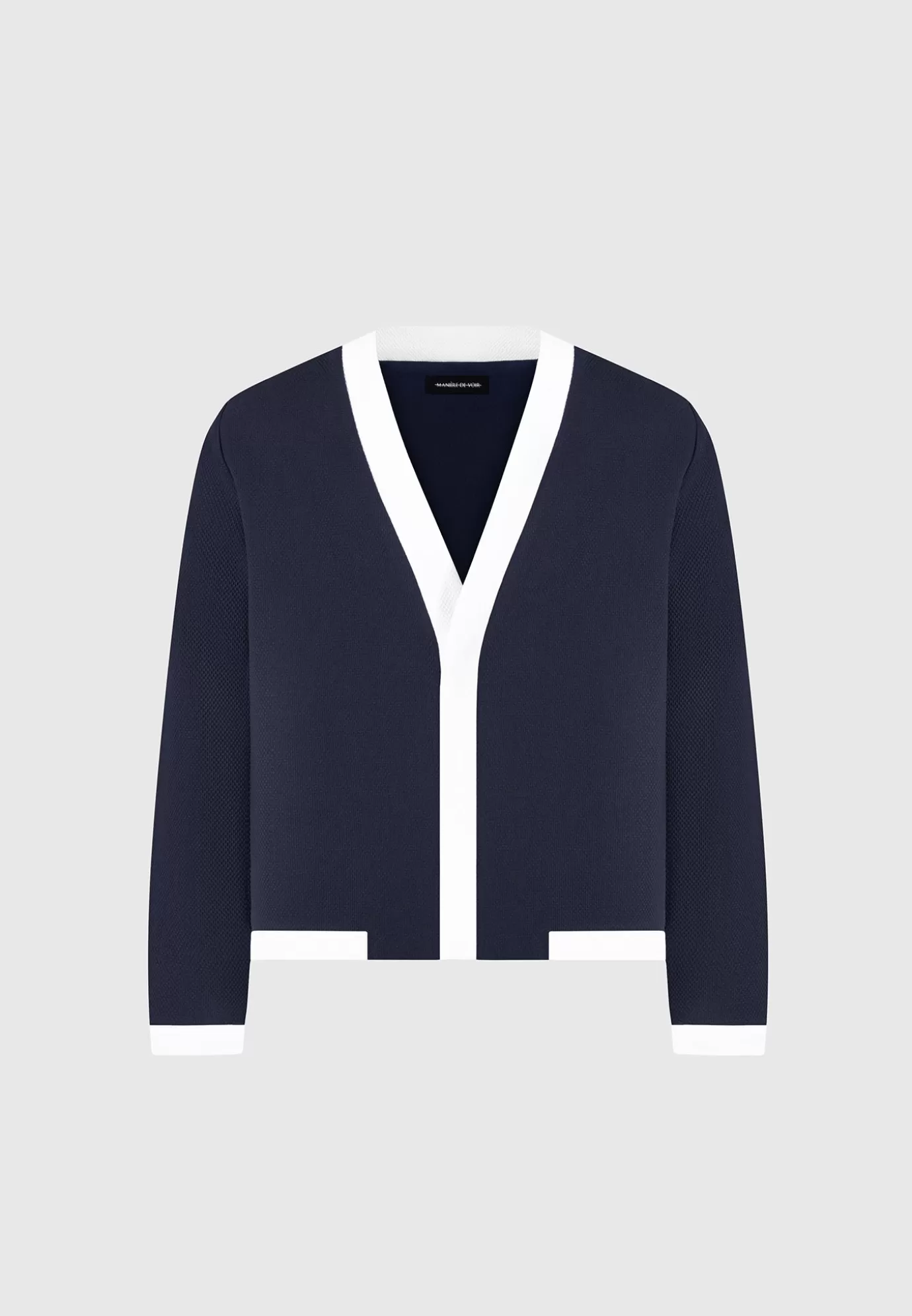 Best Textured Contrast Cardigan - Navy/White Formal Co-ords