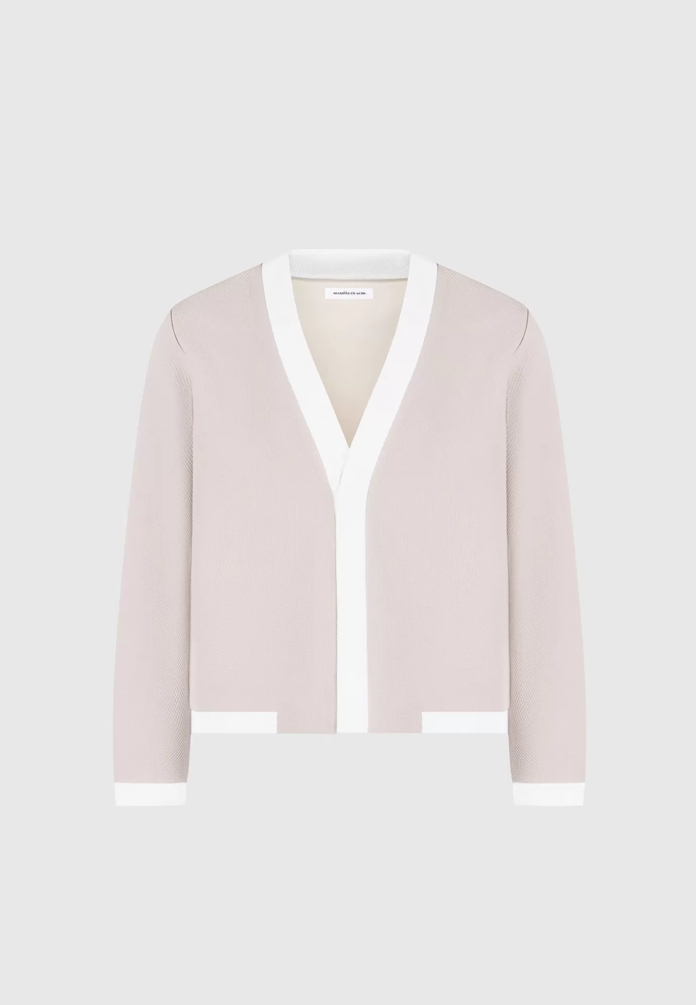 Shop Textured Contrast Cardigan - Stone/White Jackets