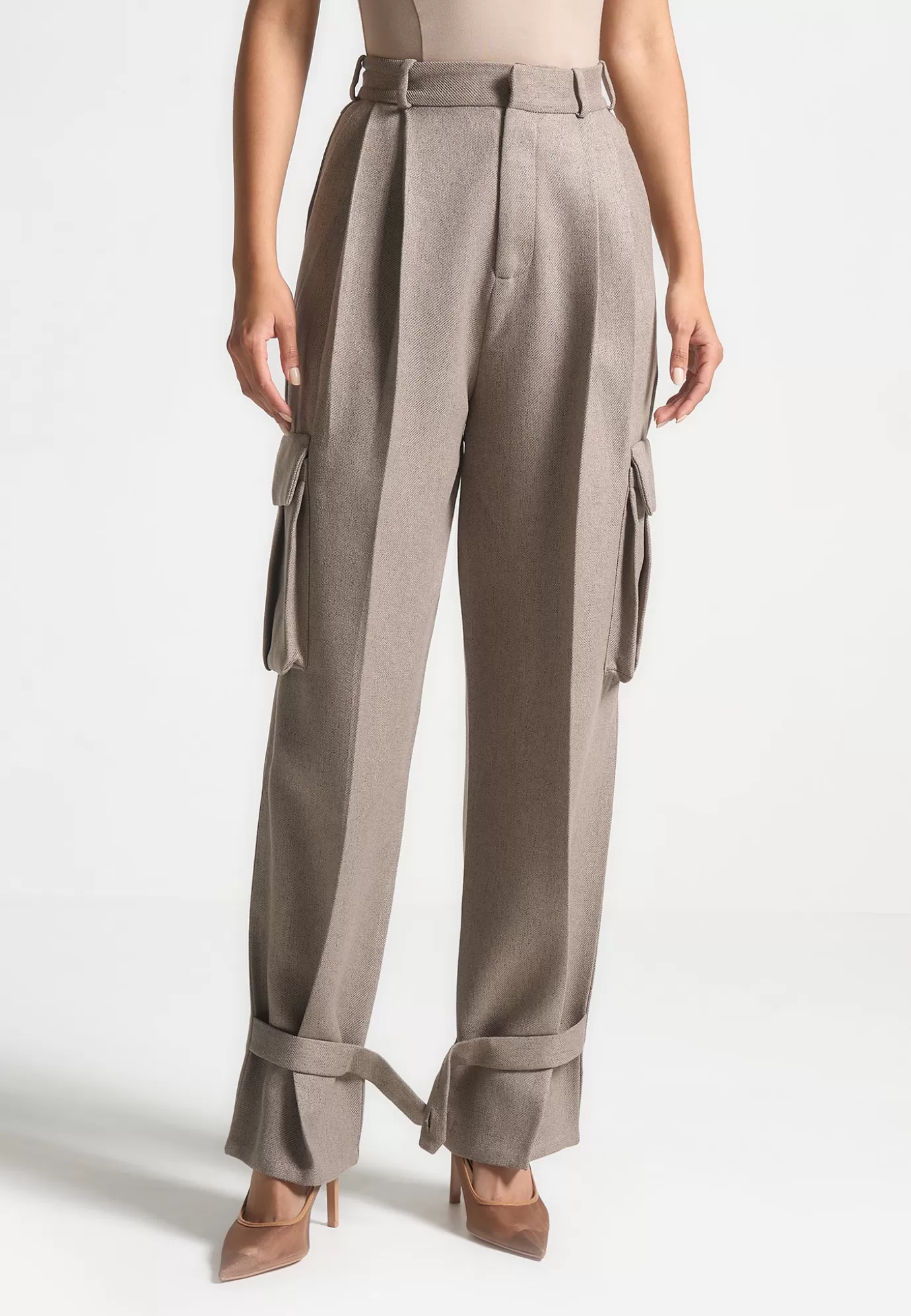 Flash Sale Textured Tailored Pleated Cargo Trousers - Formal Trousers