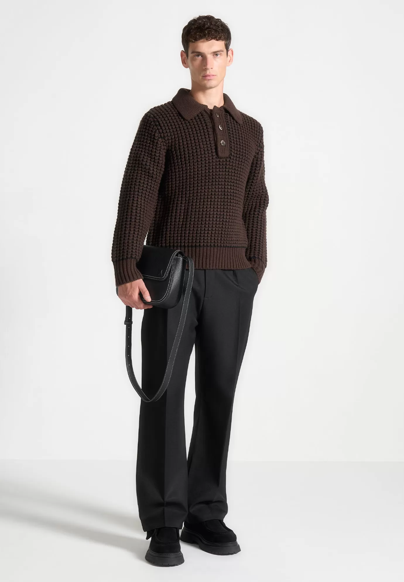 Store Textured Wool Knit Polo Jumper - Knitwear