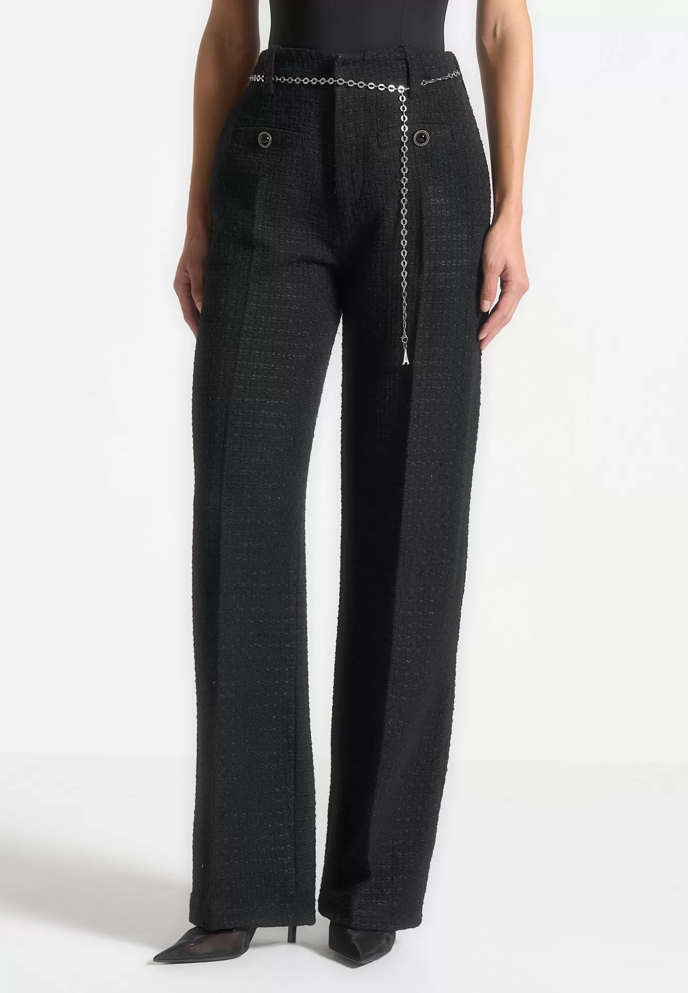 Fashion Tweed Trousers with Belt - Matching Sets