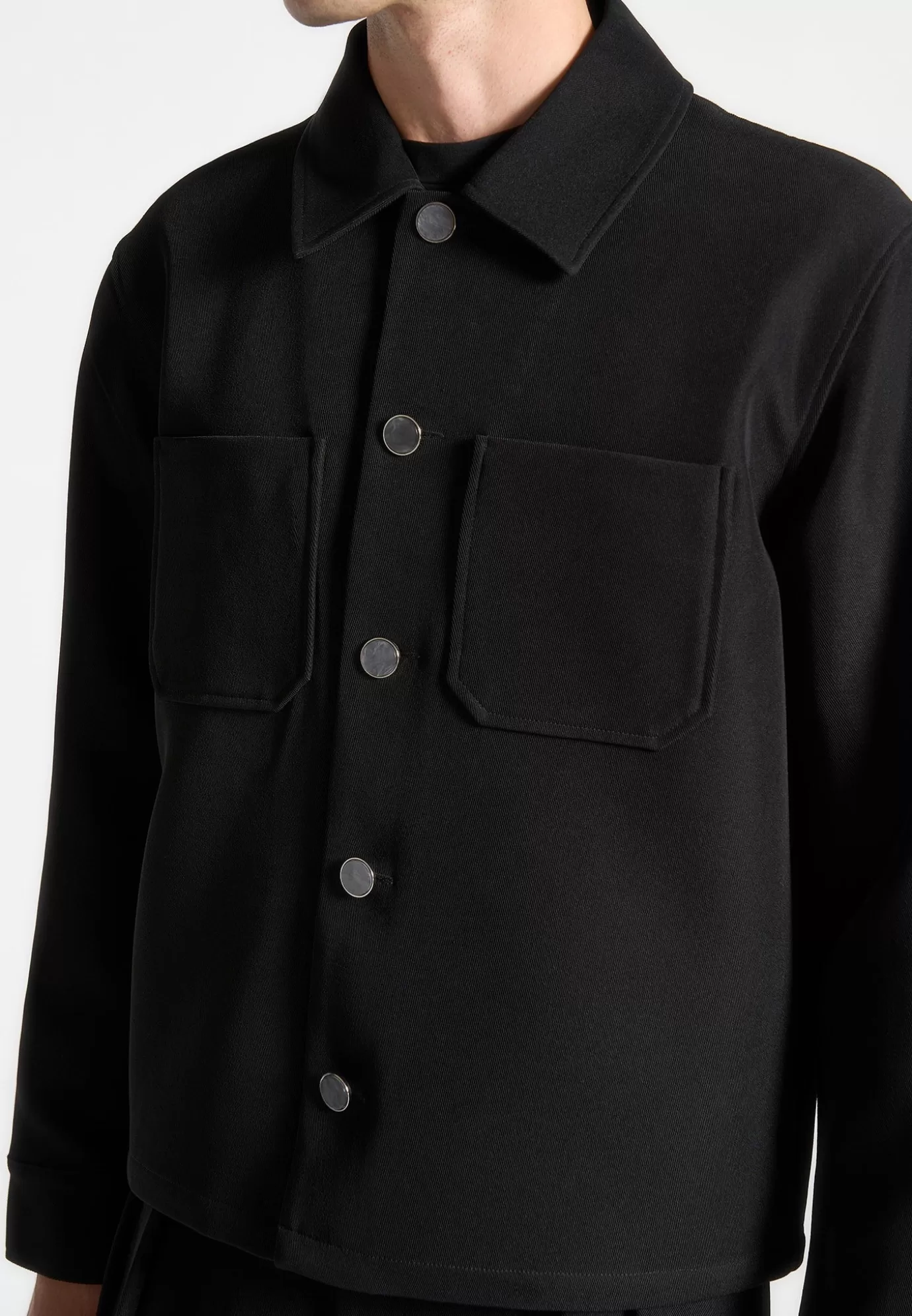 Online Twill Pocket Cropped Shirt - Shirts