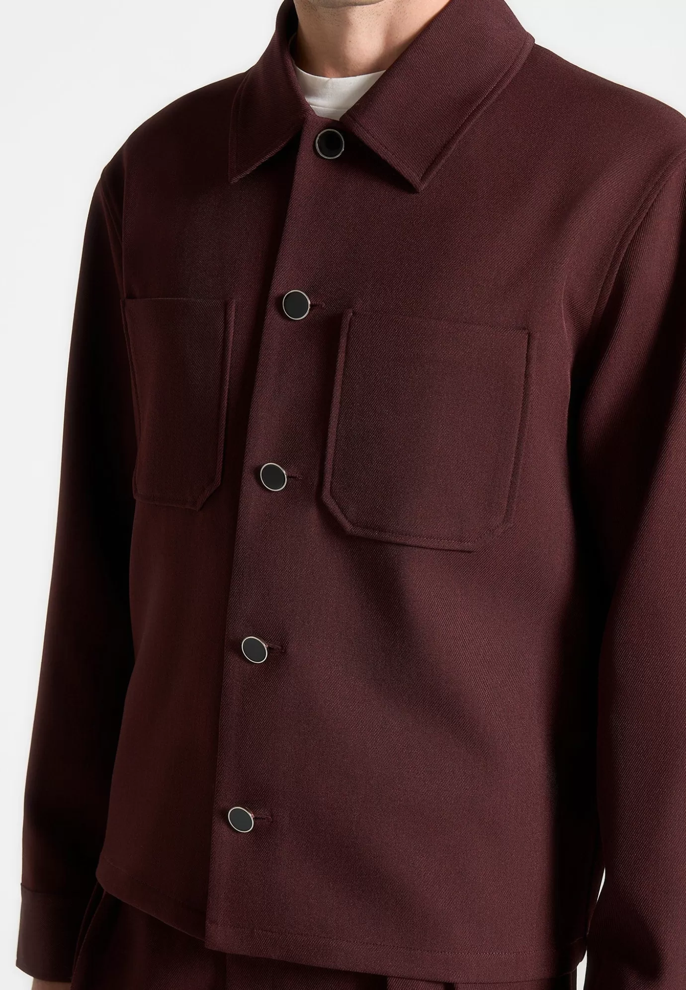 Best Twill Pocket Cropped Shirt - Wine Formal Co-ords