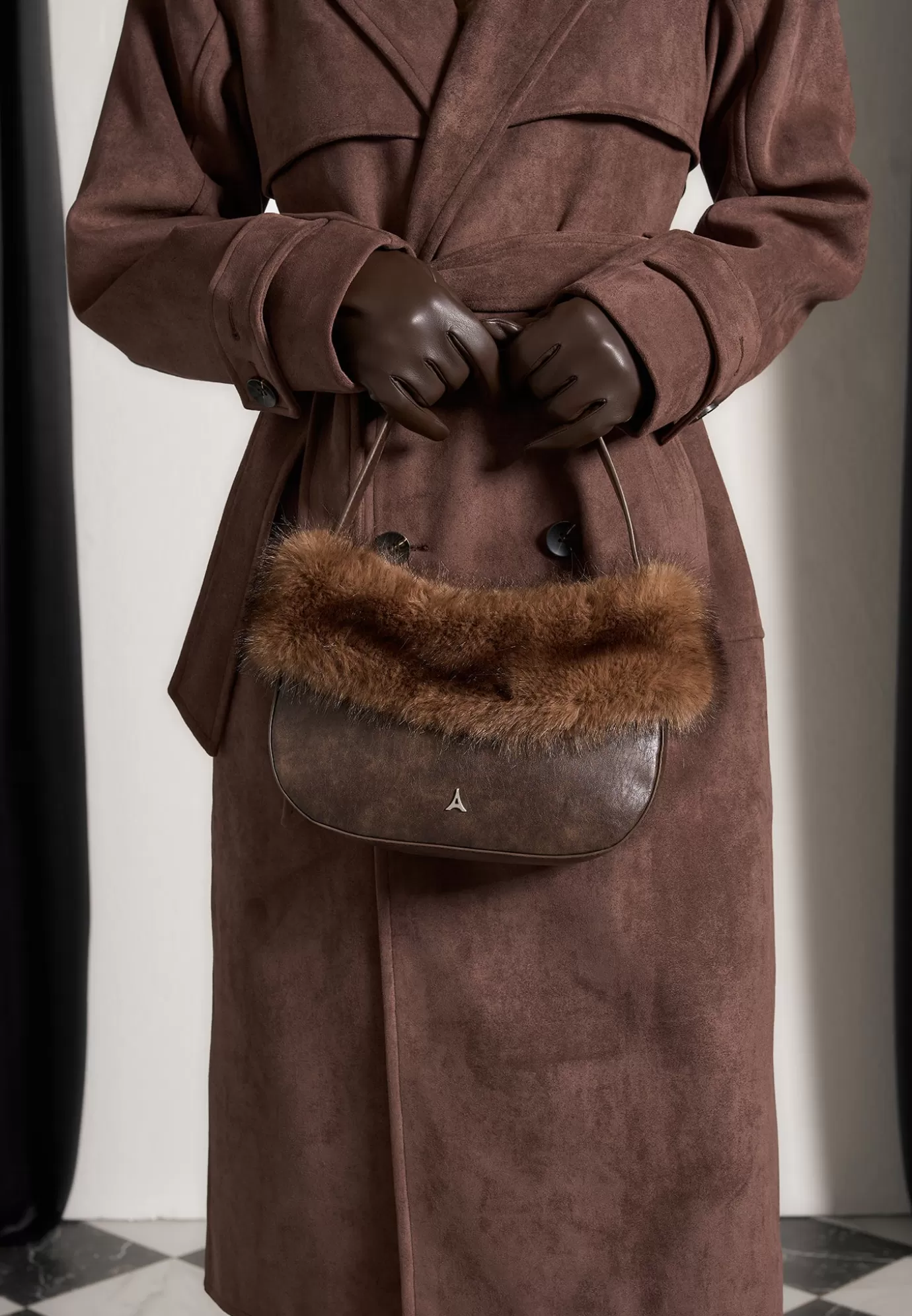 Shop Vintage Leather and Fur Handbag - Winter Accessories