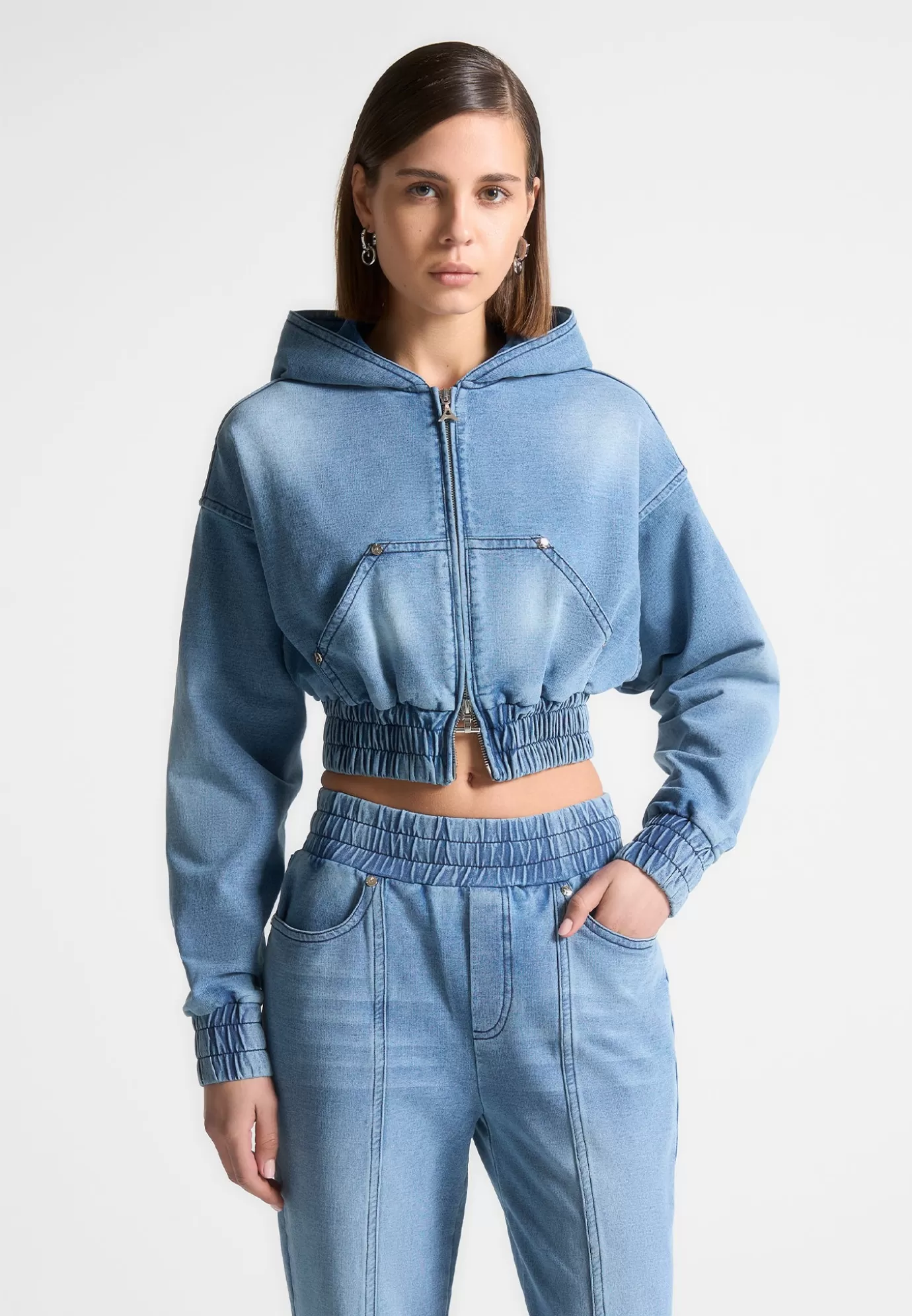 Best Sale Washed Denim Jersey Hoodie - Mid Hoodies