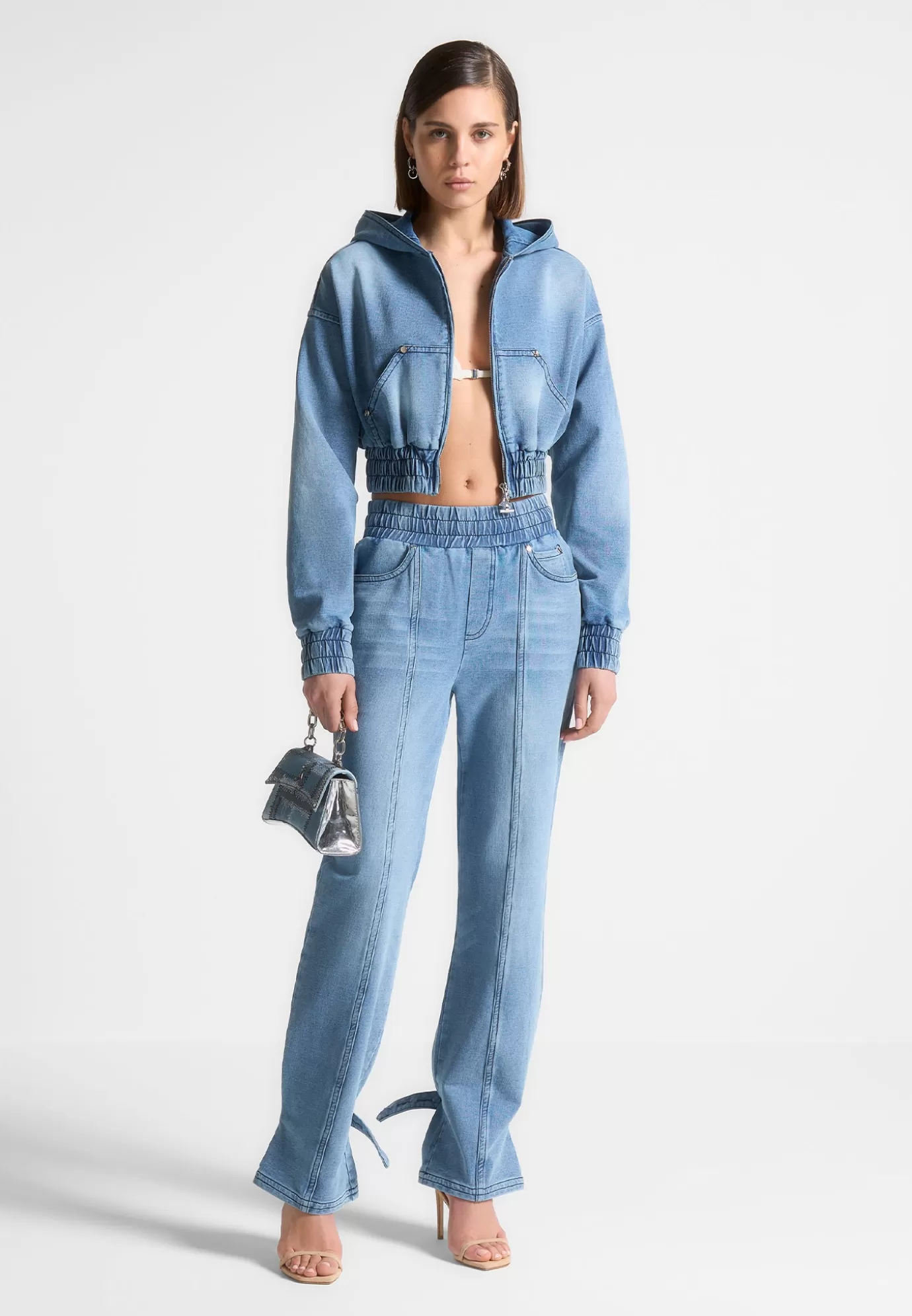 Best Sale Washed Denim Jersey Hoodie - Mid Hoodies