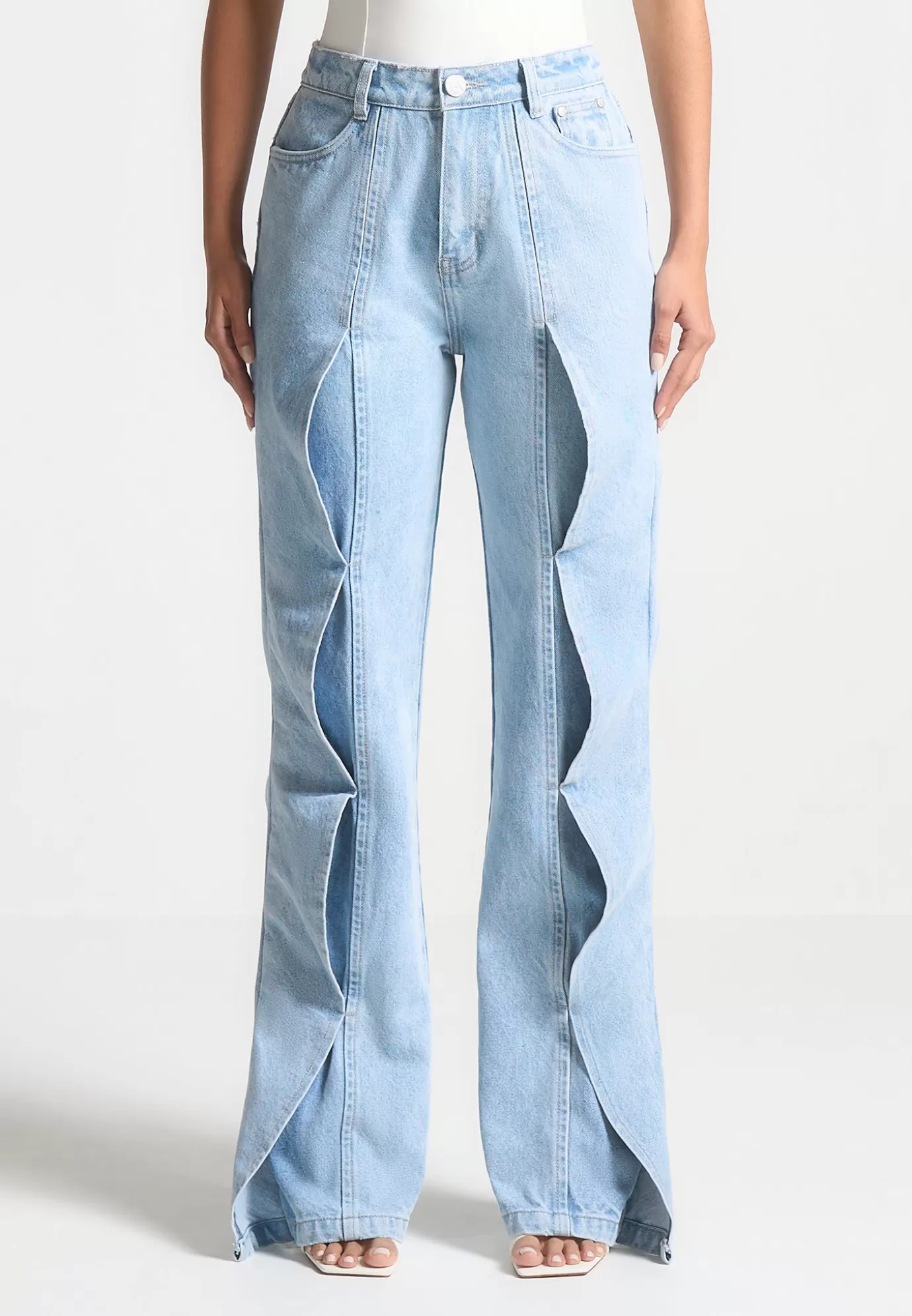 Clearance Wave Detail Boyfriend Jeans - Light Jeans