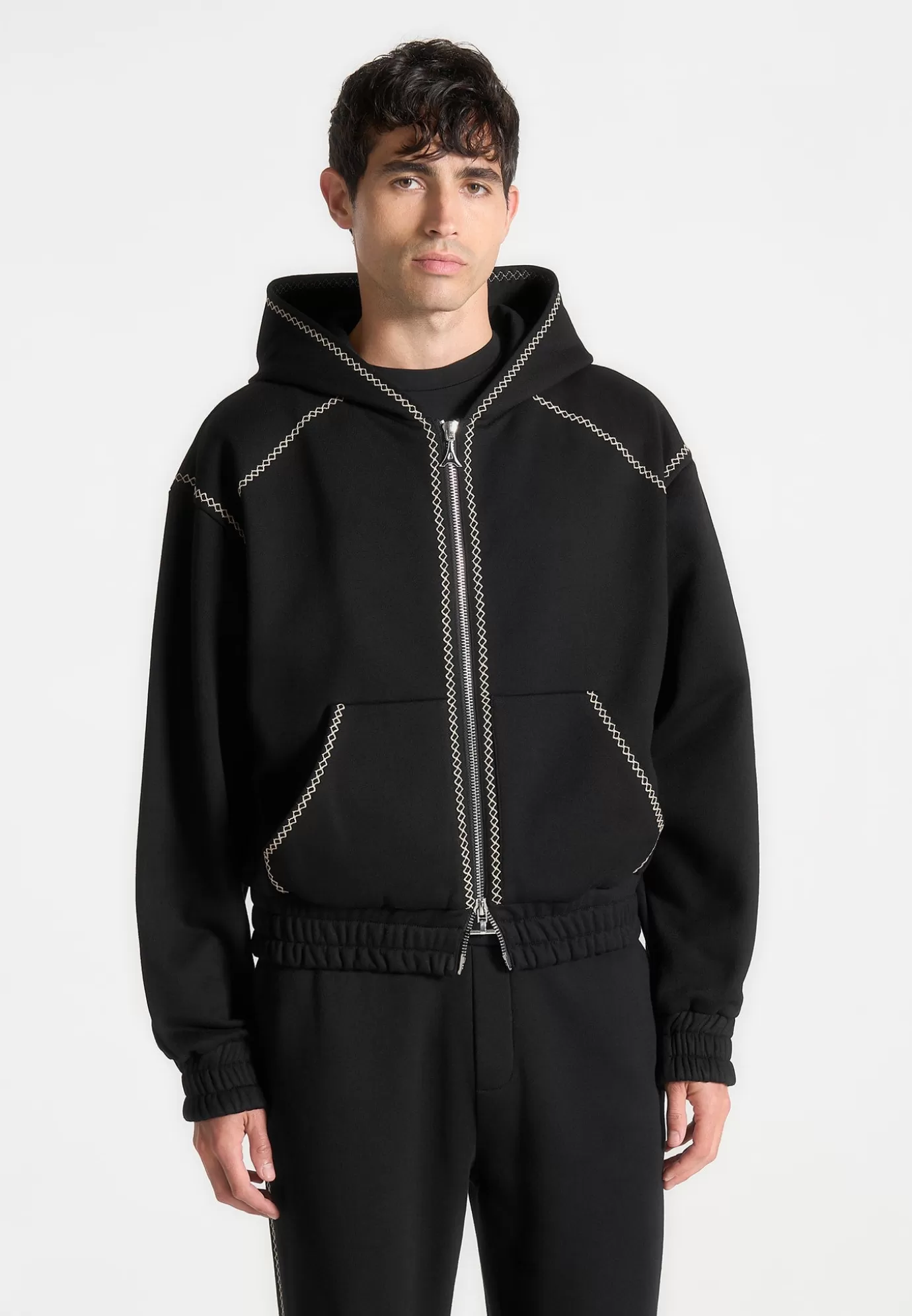 New Whipstitch Raglan Effect Zip Hoodie - Tracksuits