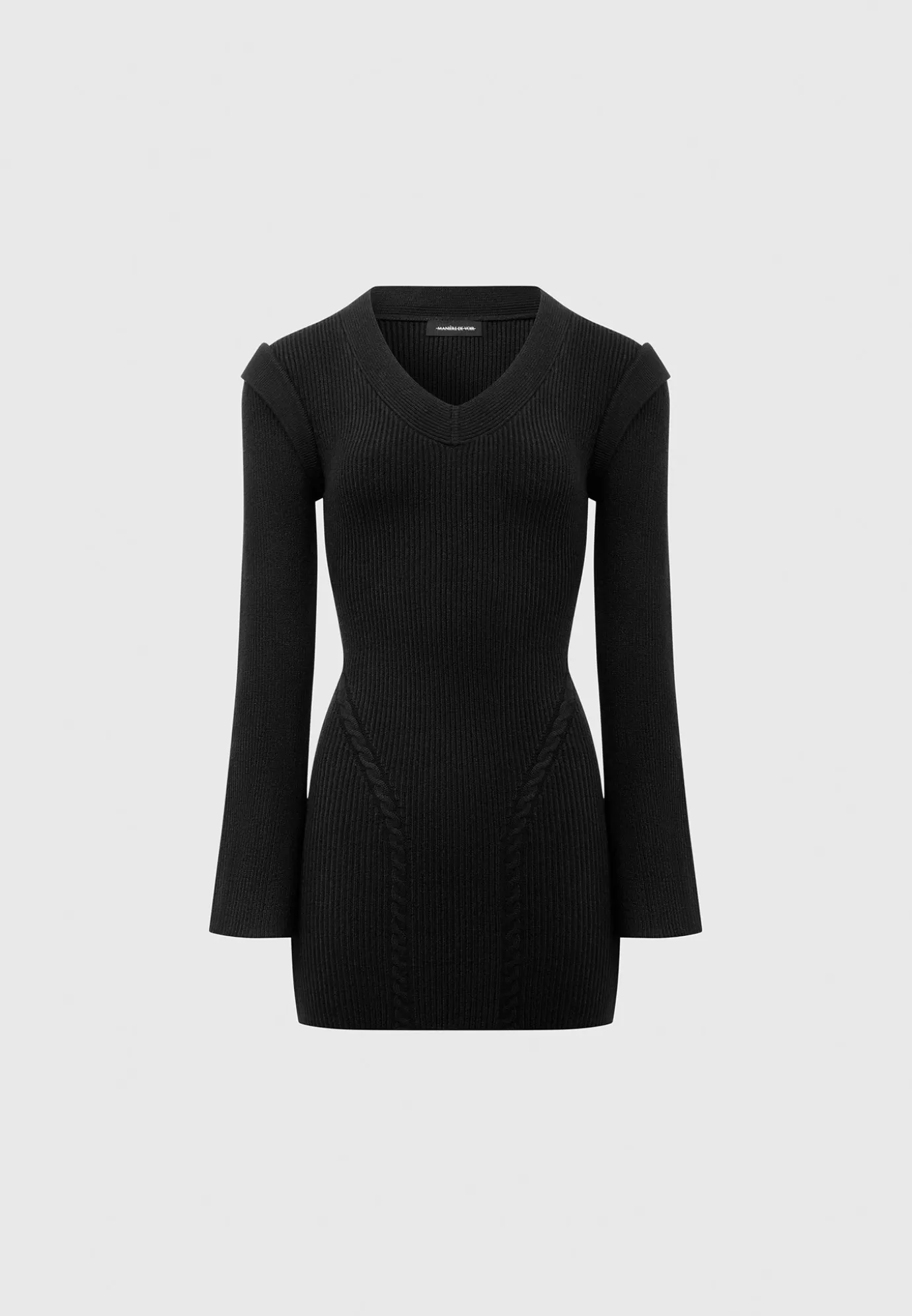 New Wide Shoulder Knitted Contour Mini Dress - Knitwear