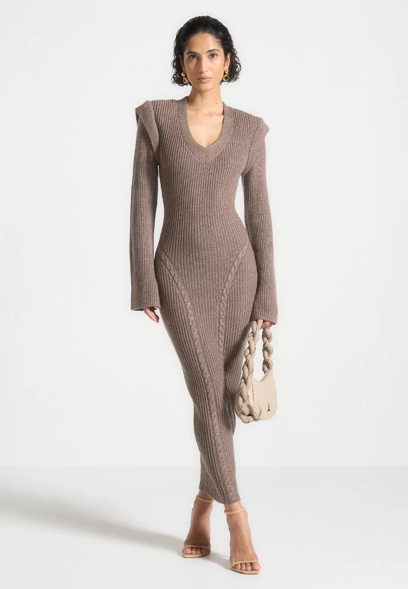 Best Wide Shoulder Knitted Midaxi Dress - Knitwear