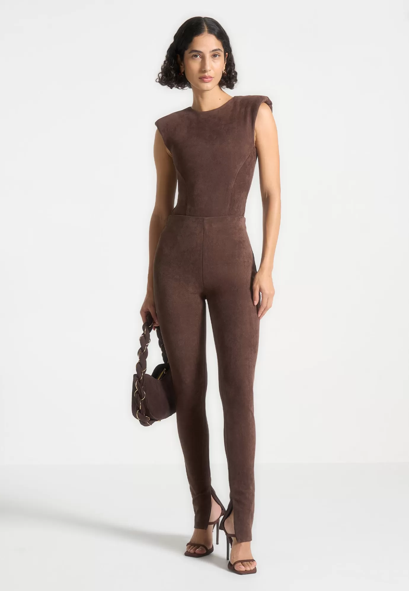 Best Sale Wide Shoulder Suede Bodysuit - Matching Sets