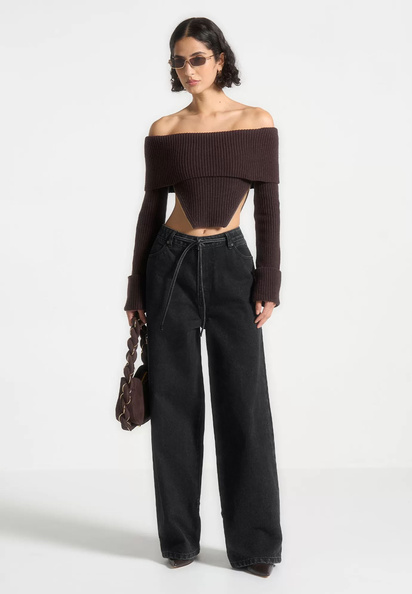 New Zip Detail Knit Bandeau Top - Knitwear