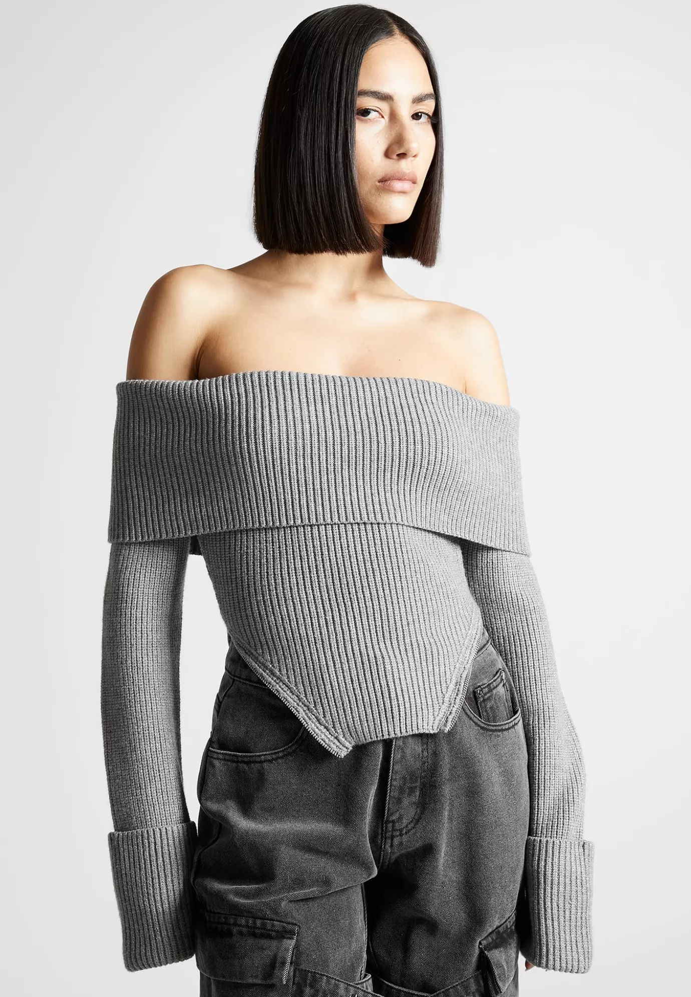 Flash Sale Zip Detail Knit Bandeau Top - Knitwear